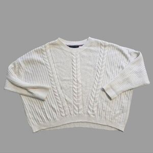 Tommy Hilfiger Cable Knit Sweater Oversized Cropped Xl